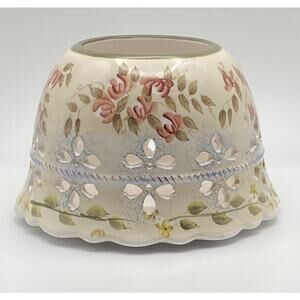 Retired Home Interiors Pastel Flowers & Leaves Candle Jar Topper